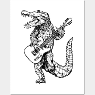 SEEMBO Alligator Playing Guitar Guitarist Musician Fun Band Posters and Art